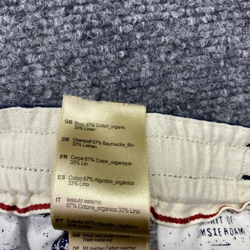 Scotch & Soda Warren Navy Blue Organic Cotton Linen Blend Drawstring Pants Sz 32